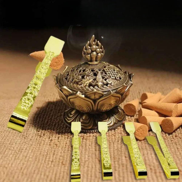 Metal Incense Burner Tongs – Golden Grip