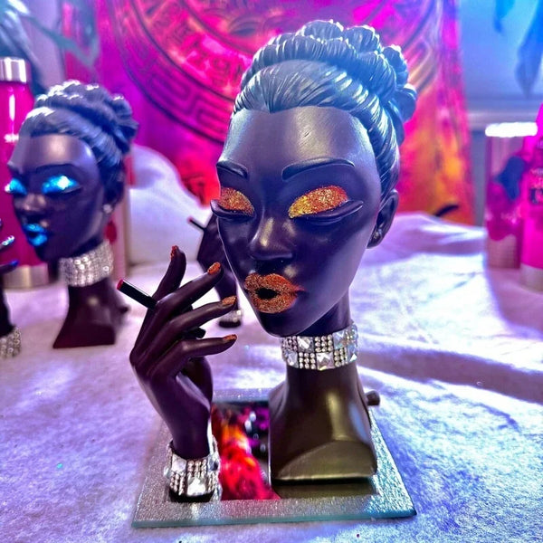 Black Woman Face Incense Burner – Resin Aromatherapy Decor